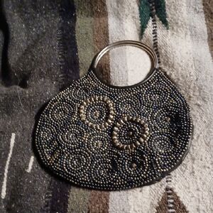 Coldwater Creek Black and Gold Beaded Clutch